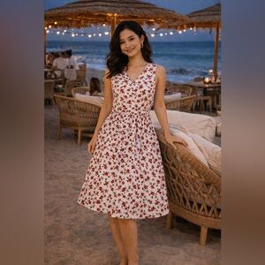 Ann Taylor Factory Women's Pink/Red Floral Tea Party Dress